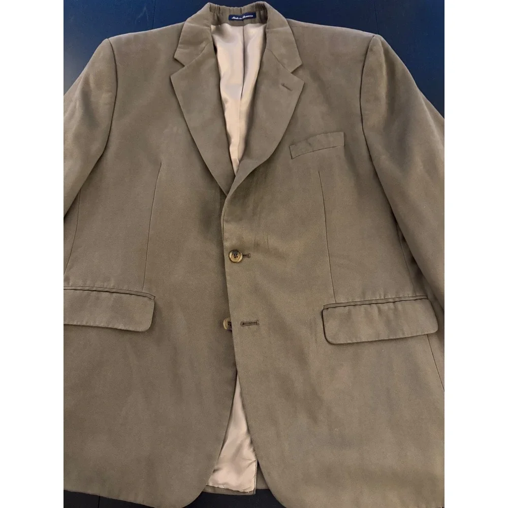 Chaps Ralph Lauren Blazer Mens 46R Green Microsuede Two-Button Sport Coat Jacket